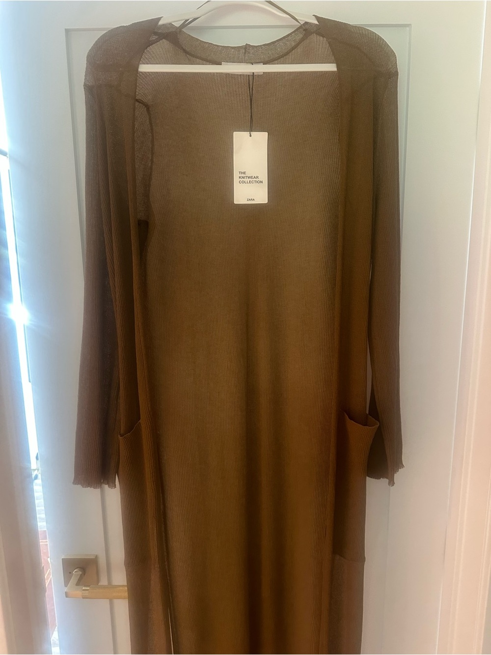 Zara Brown Lightweight Longline Knit cardigan jacket - Picture 2 of 14